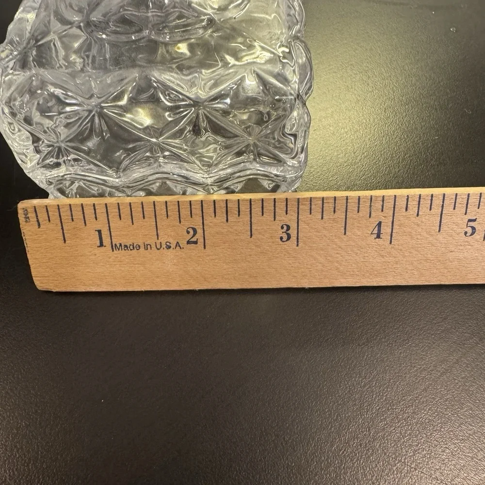 Trinket Box Women Small Clear Glass Butterfly Finial Diamond Cut Pattern